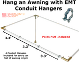 1-1/2" Wall-Mounted High Slope Awning Canopy Fittings Kits