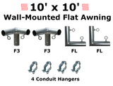 1-1/2" Wall-Mounted Flat Awning Canopy Fittings Kits