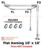 1-1/2" Wall-Mounted Flat Awning Canopy Fittings Kits