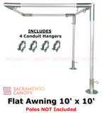 10' x 10' wall mounted flat roof awing diy canopy carport with conduit hangers included sacramento canopy