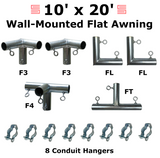 1-1/2" Wall-Mounted Flat Awning Canopy Fittings Kits