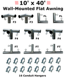 1-1/2" Wall-Mounted Flat Awning Canopy Fittings Kits