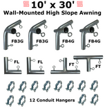 1-1/2" Wall-Mounted High Slope Awning Canopy Fittings Kits
