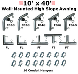 1-1/2" Wall-Mounted High Slope Awning Canopy Fittings Kits
