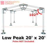 20 x 20 low peak metal DIY canopy carport frame parts fittings EMT conduit Sacramento canopy 1.5" inch emt conduit fittings 