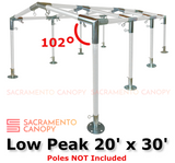 20' x 30' low peak metal DIY canopy carport frame parts fittings EMT conduit Sacramento canopy 1.5" inch emt conduit fittings 