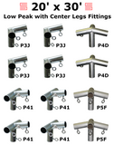 1-1/2" Low Peak with Center Legs Canopy Fittings Kits