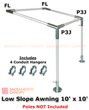 1-1/2" Wall-Mounted Low Slope Awning Canopy Fittings Kits