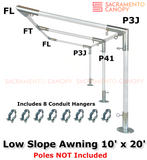1-1/2" Wall-Mounted Low Slope Awning Canopy Fittings Kits