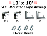 1-1/2" Wall-Mounted Low Slope Awning Canopy Fittings Kits