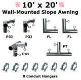 1-1/2" Wall-Mounted Low Slope Awning Canopy Fittings Kits