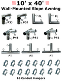 1-1/2" Wall-Mounted Low Slope Awning Canopy Fittings Kits