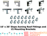 3/4" Wall Mounted Low Slope Awning Canopy Fittings Kits