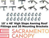 1" Wall Mounted High Slope Awning Canopy Fittings Kits